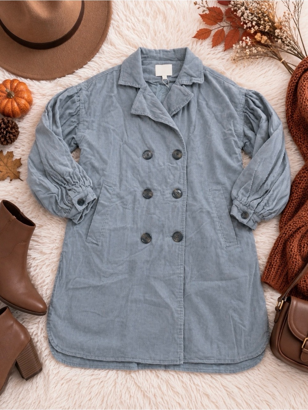 Dusty Mint Double-Breasted Coat